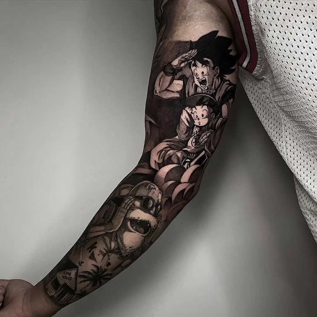 Manga Anime Tattoo Black Grey