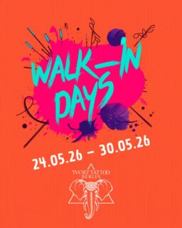 🔥 WALK-IN WEEK 🔥

24.05.26 – 30.05.26 bei Ivory Tattoo Berlin 🖤

Spontan Lust auf neue Tinte? Dann komm vorbei ✍️

✔️ Walk-ins die ganze Woche
✔️ Nur begrenzte Plätze
✔️ First come, first served

DM für Infos oder komm direkt ins Studio.
